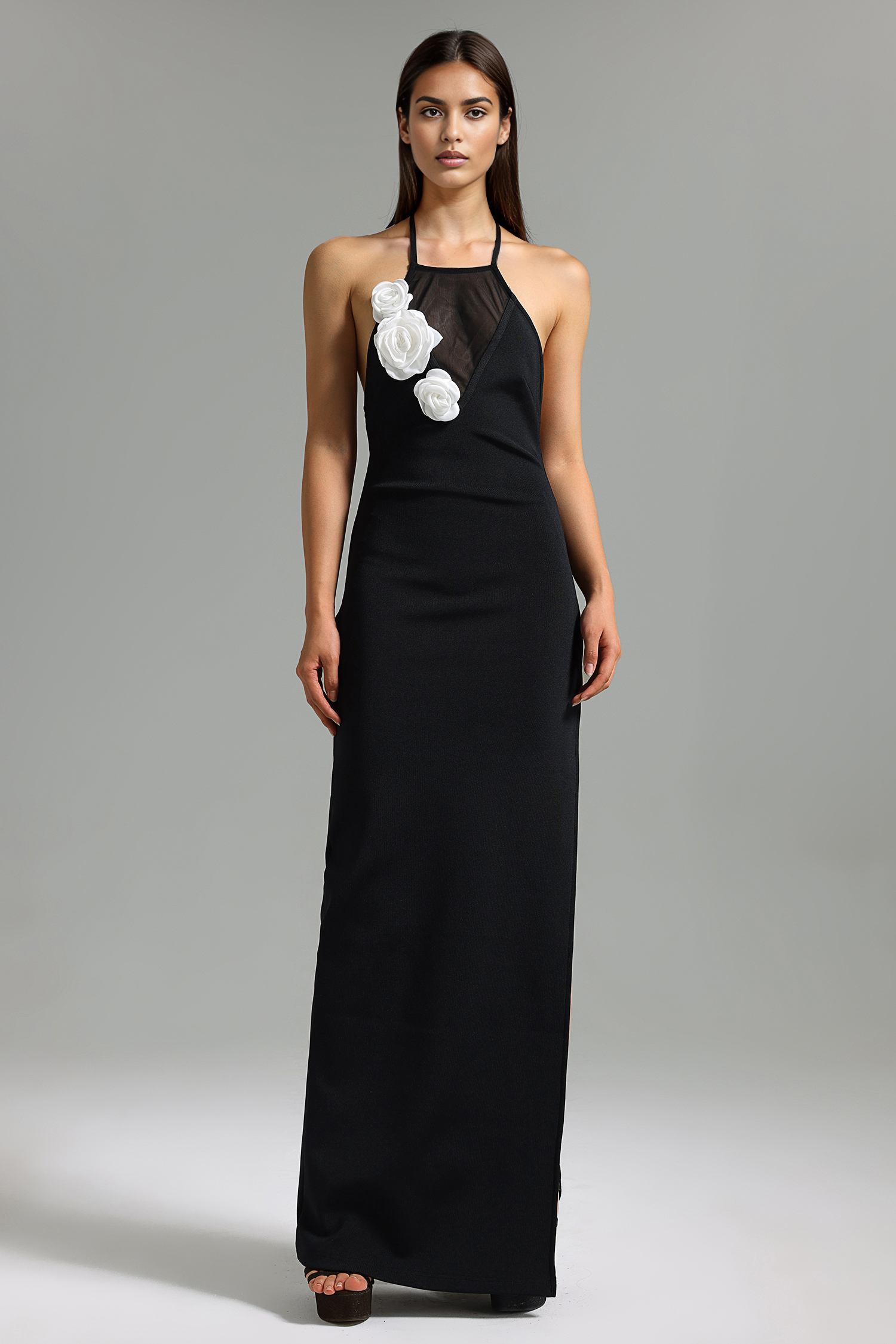 Silila-Flowers-Halterneck-Bandage-Maxi-Dress-2